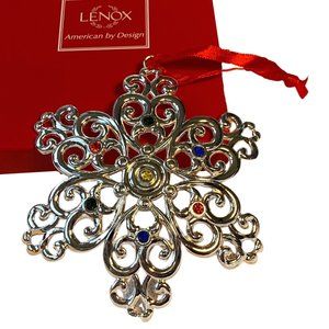 Lenox Silverplate Multi-Crystal Snowflake Ornament NIB
